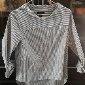 Jcrew petite funnelneck striped shirt frosty olive